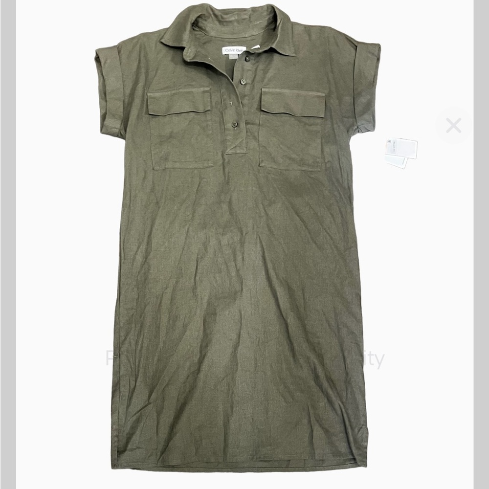 Calvin Klein linen bland olive green mini bread NEW‎ 2